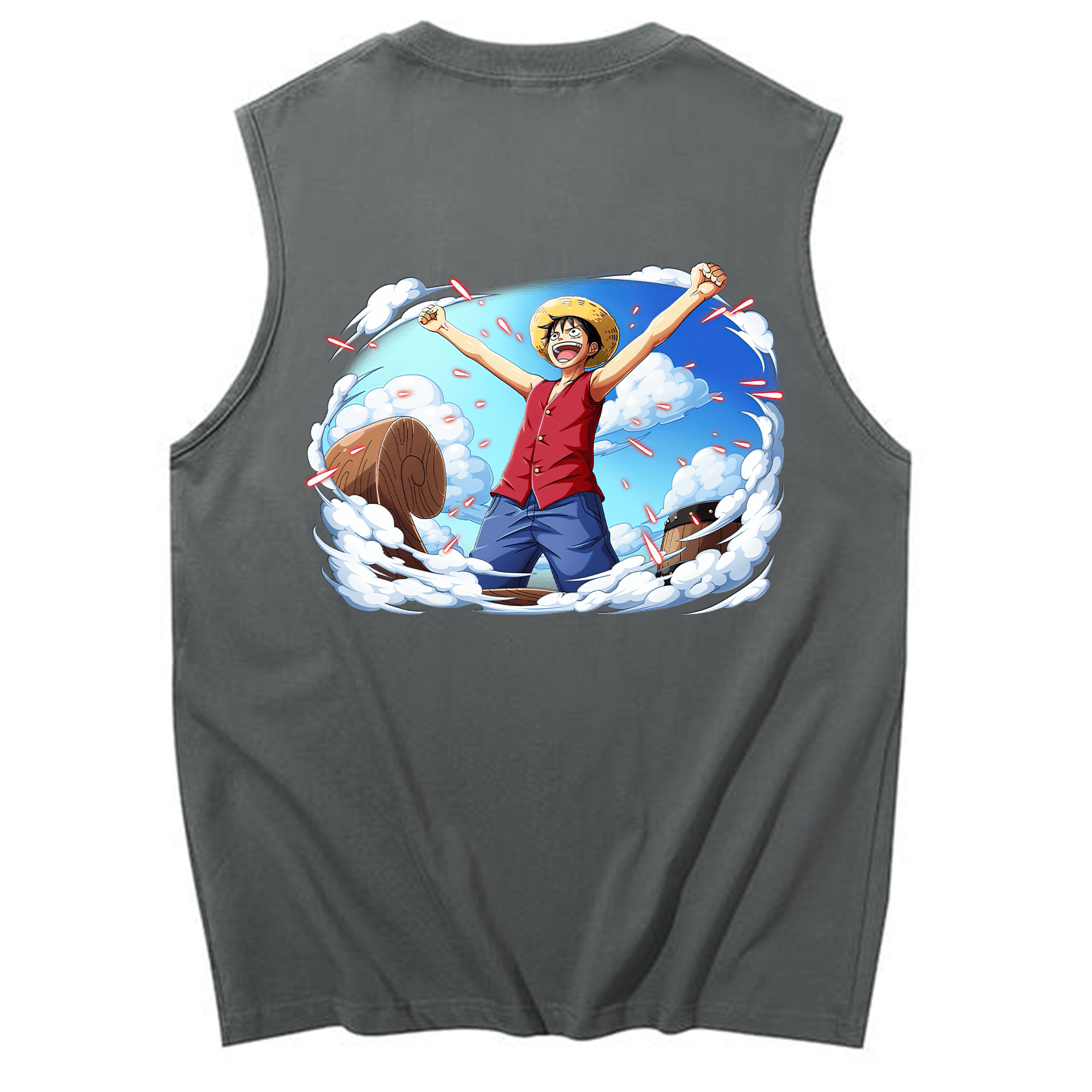 ワンピース モンキー・D・ルフィ ONE PIECE Monkey D. Luffy コットン100％タンクトップ（背面プリント）